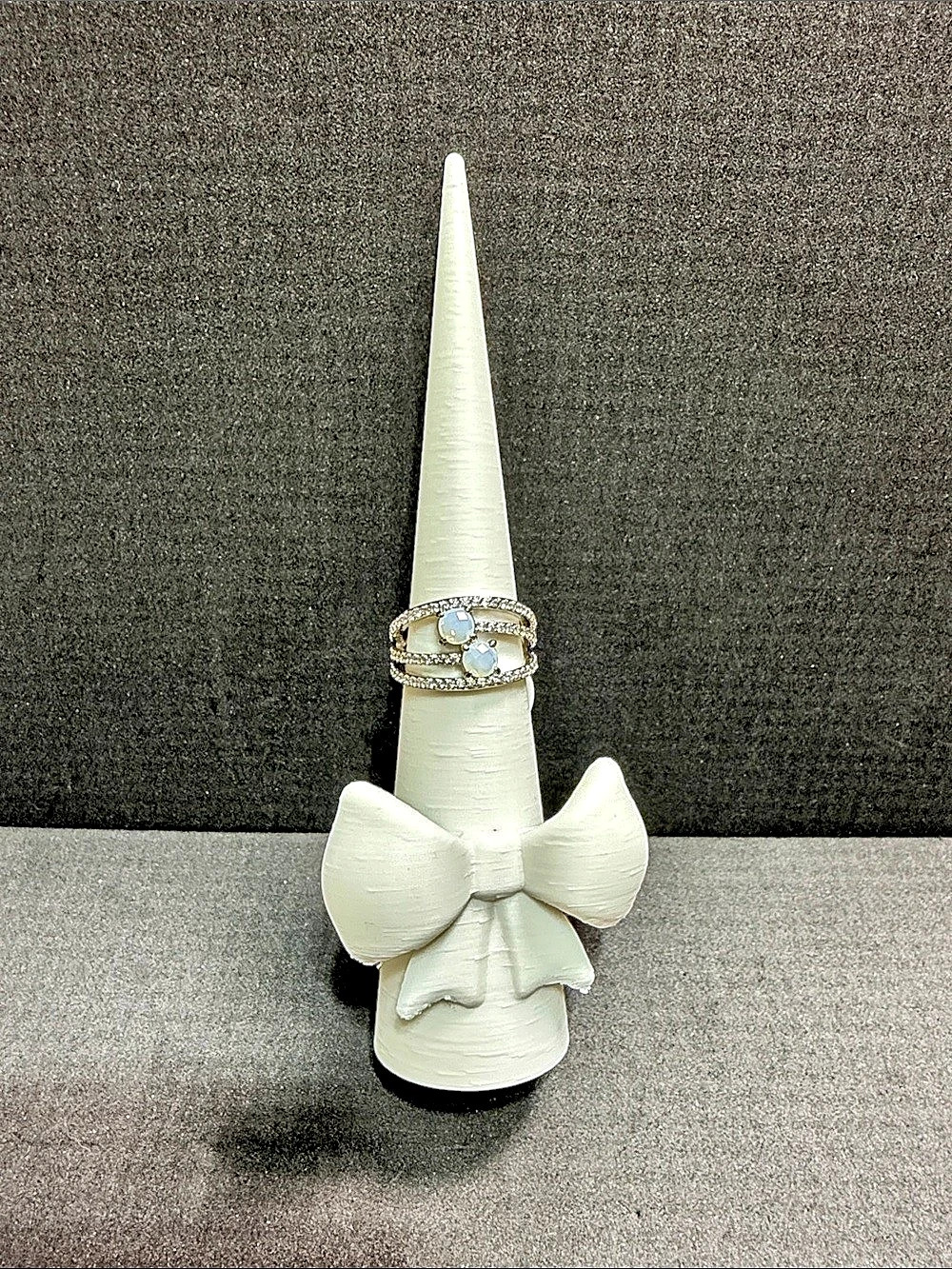 BP ring moonstone on rhodium